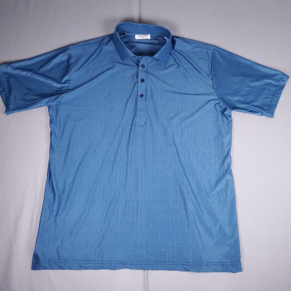 Collars & Co Polo Shirt Mens XL Blue Honeycomb Featherweight Dress Collar